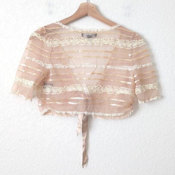 Vintage Y2K 90s Betsey Johnson Top Womens 2 XS/S Lace Babydoll Coquette Shawl - Picture 3 of 6